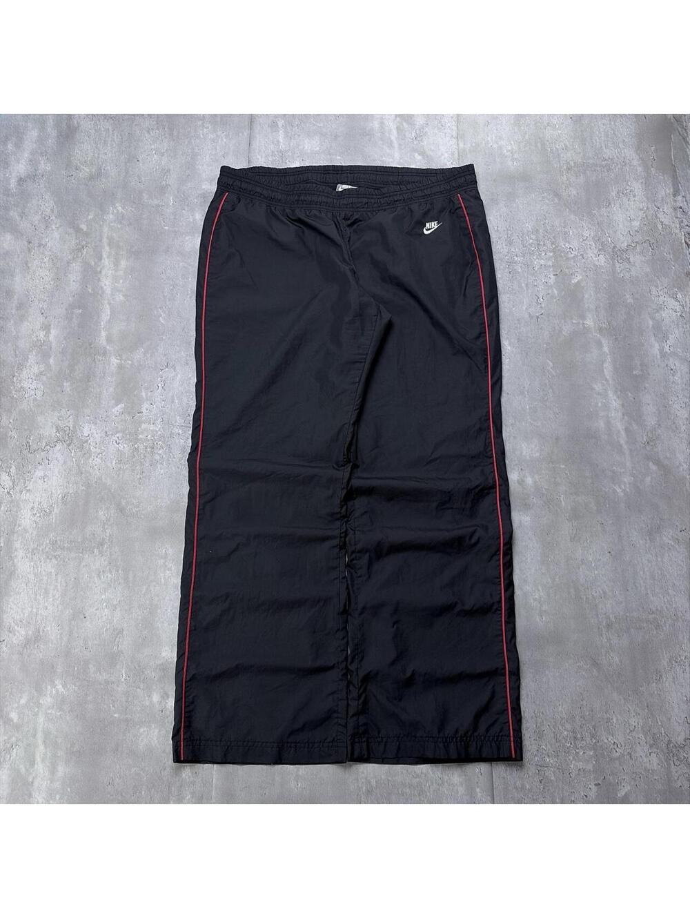 Y2K Black Nike Swoosh Grunge Baggy Striped Skater Trackpants